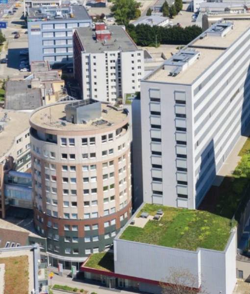 Modern office spaces in a new building in the wider city centre